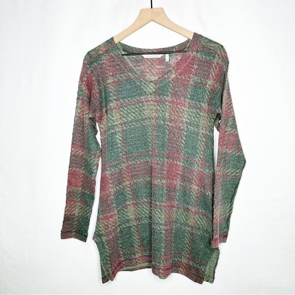 SOFT SURROUNDINGS Perfect Plaid V-Neck Sweater in Small - Picture 1 of 6